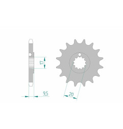 Pignon acier AFAM pas 428 pour BETA EVO 80, EVO 80 2T SENIOR, REV 80, KTM EXC 50, SX 105, SX 85, HUSQVARNA TC 85 et RIEJU RR 50