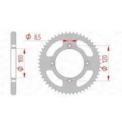 Corona de acero AFAM paso 428 para BETA RR 125, RR 125 4T MOTARD LC, RRT 50 MOTARD, SUZUKI RM 80, RM 85 y YAMAHA YZ 80, YZ 85