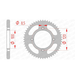 Corona de acero AFAM paso 428 para BETA RR 125, RR 125 4T MOTARD LC, RRT 50 MOTARD, SUZUKI RM 80, RM 85 y YAMAHA YZ 80, YZ 85