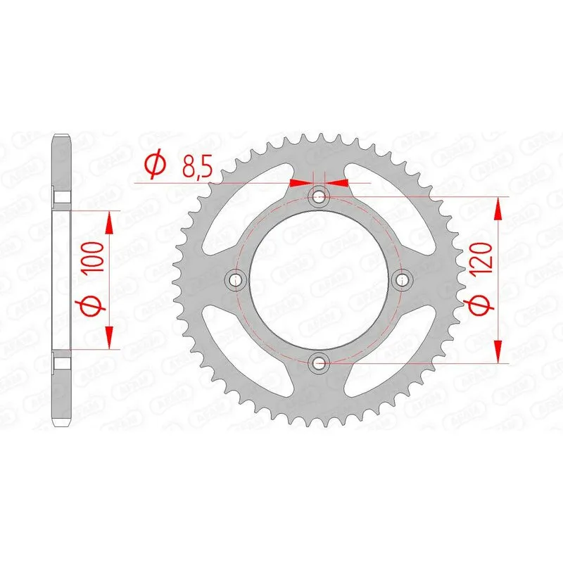 AFAM steel rear sprocket 420 pitch for BETA RR 50, RR 50 ENDURO RACE, RR 50 MOTARD TRACK, RRT 50, RRT 50 MOTARD and YAMAHA YZ 65