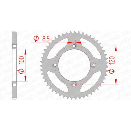 AFAM steel rear sprocket 420 pitch for BETA RR 50, RR 50 ENDURO RACE, RR 50 MOTARD TRACK, RRT 50, RRT 50 MOTARD and YAMAHA YZ 65