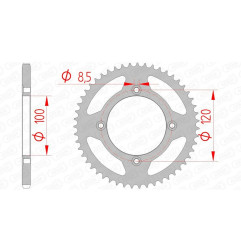 Corona de acero AFAM paso 420 para BETA RR 50, RR 50 ENDURO RACE, RR 50 MOTARD TRACK, RRT 50, RRT 50 MOTARD y YAMAHA YZ 65