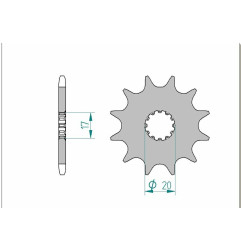Pignon acier AFAM pas 520 pour BETA EVO 125, EVO 200, EVO 250, EVO 300, REV3 250 de 2000 à 2023