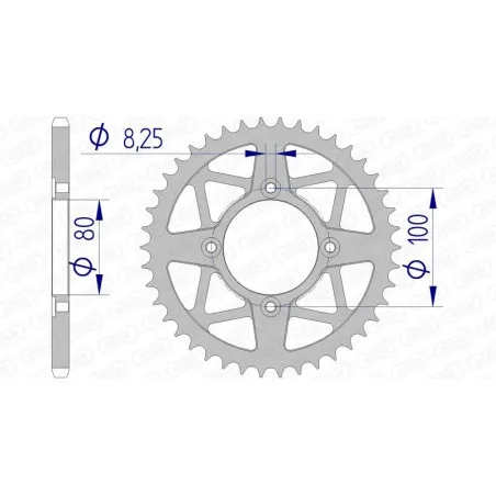 Corona de aluminio AFAM paso 520 para BETA EVO 125, EVO 200, EVO 250, GAS GAS TXT 250, TXT 280, TXT 300 y SHERCO ST 125