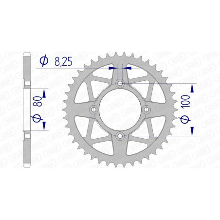 Couronne alu AFAM pas 520 pour BETA EVO 125, EVO 200, EVO 250, GAS GAS TXT 250, TXT 280, TXT 300 et SHERCO ST 125 de 2002 à 2023