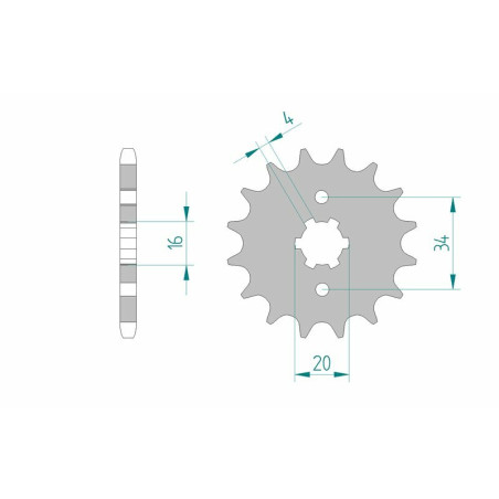 AFAM steel front sprocket 428 pitch for YAMAHA XT 125, SHERCO SE 125 CITYCORP, RIEJU SMX 125 and SCORPA TYS 125 1982-2023