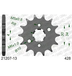 AFAM Ritzel Stahl Teilung 428 für YAMAHA TTR 125, RIEJU MARATHON PRO 125 SM, TANGO 125, TANGO 250 und BETA RE 125, RR 125