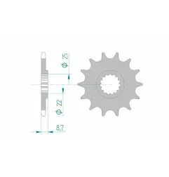 Pignon acier AFAM pas 520 pour KTM SX 125, SX 250, HUSQVARNA FC 250, FC 350, BETA RR 250, RR 350 et GAS GAS EC 250, EC 300