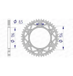 AFAM aluminium rear sprocket 520 pitch for HUSQVARNA WR 125, GAS GAS EC 200, SHERCO SEF 250 and BETA RR 400 1985-2022 - 15206+