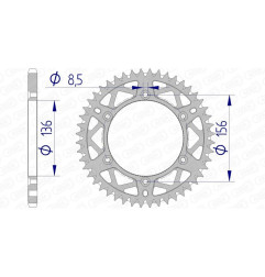 AFAM Kettenrad Alu Teilung 520 für HUSQVARNA WR 125, GAS GAS EC 200, SHERCO SEF 250 und BETA RR 400 1985-2022 - 15206+