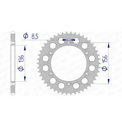 AFAM Kettenrad Alu Teilung 520 für HUSQVARNA WR 125, GAS GAS EC 200, SHERCO SEF 250 und BETA RR 400 1985-2023 - 15206N