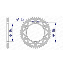 Couronne alu AFAM pas 520 pour HUSQVARNA CR 125, WR 125, GAS GAS EC 200, EC 250, SHERCO SEF 250, SEF 450 et BETA RR 400 - 15206N