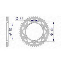 AFAM aluminium rear sprocket 520 pitch for HUSQVARNA WR 125, GAS GAS EC 200, SHERCO SEF 250 and BETA RR 400 1985-2023 - 15206N