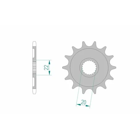 AFAM steel front sprocket 520 pitch for YAMAHA WRF 250, YZ 125, YZF 250, FANTIC XE 125, XX 125 and GAS GAS ECF 250, ECF 300