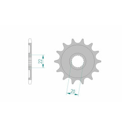 AFAM steel front sprocket 520 pitch for YAMAHA WRF 250, YZ 125, YZF 250, FANTIC XE 125, XX 125 and GAS GAS ECF 250, ECF 300