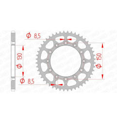 Corona de acero AFAM paso 520 para YAMAHA YZ 125, YZ 250, HONDA NX 250, XR 250, FANTIC XE 125, XEF 250 y RIEJU MARATHON - 12323