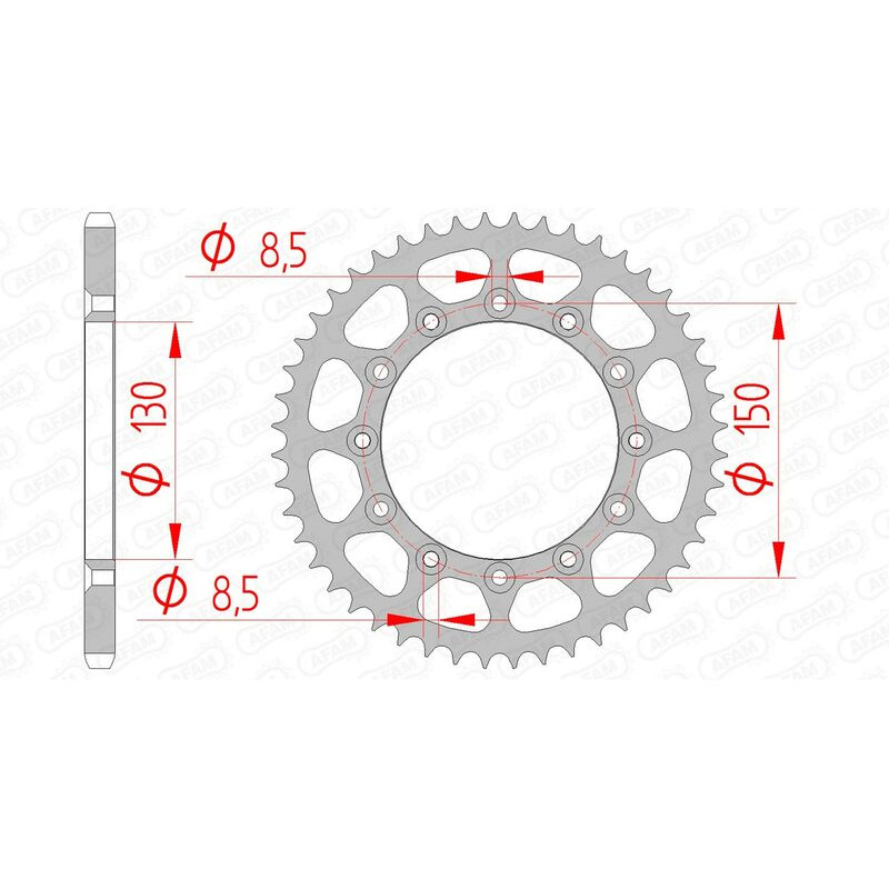 Corona de acero AFAM paso 520 para YAMAHA YZ 125, YZ 250, HONDA NX 250, XR 250, FANTIC XE 125, XEF 250 y RIEJU MARAT - 12323SLK+