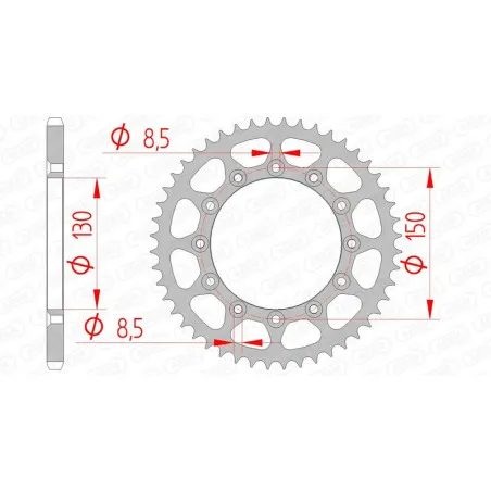 AFAM steel rear sprocket 520 pitch for YAMAHA YZ 125, HONDA XR 250, FANTIC XE 125 and RIEJU MARATHON 250 1979-2027 - 12323SLK+