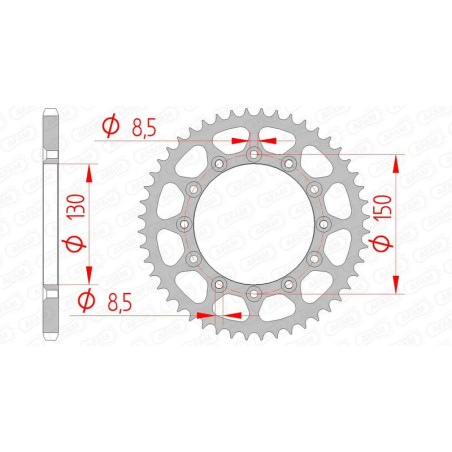 Corona de acero AFAM paso 520 para YAMAHA YZ 125, YZ 250, HONDA NX 250, XR 250, FANTIC XE 125, XEF 250 y RIEJU MARAT - 12323SLK+