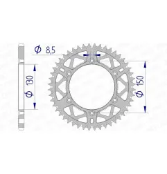 Corona de aluminio AFAM paso 520 para YAMAHA YZ 125, YZ 250, YZF 250, FANTIC XE 125, XEF 250, XEF 450 y RIEJU MARATHON - 13323+