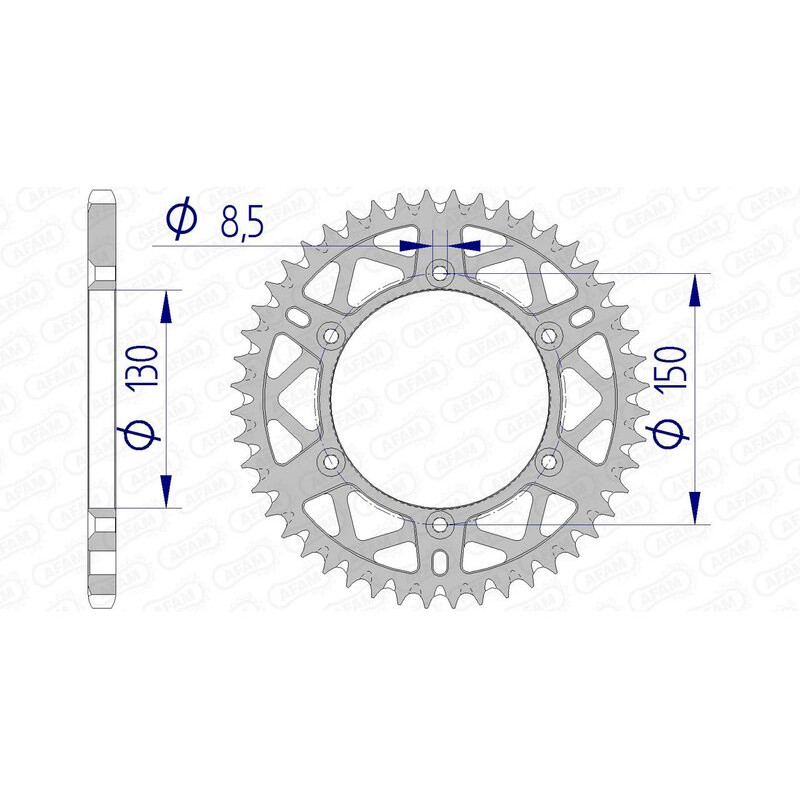 AFAM aluminium rear sprocket 520 pitch for YAMAHA YZ 125, YZ 250, FANTIC XE 125, XEF 250 and RIEJU MARATHON 250 1999-20 - 13323+ AFAM aluminium rear sprocket 520 pitch for YAMAHA YZ 125, YZ 250, FANTIC XE 125, XEF 250 and RIEJU MARATHON 250 1999-20 - 13323+