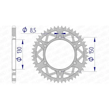 AFAM aluminium rear sprocket 520 pitch for YAMAHA YZ 125, YZ 250, FANTIC XE 125, XEF 250 and RIEJU MARATHON 250 1999-20 - 13323+