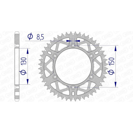 AFAM Kettenrad Alu Teilung 520 für YAMAHA YZ 125, YZ 250, YZF 250, FANTIC XE 125, XEF 250, XEF 450 und RIEJU MARATHON 2 - 13323+