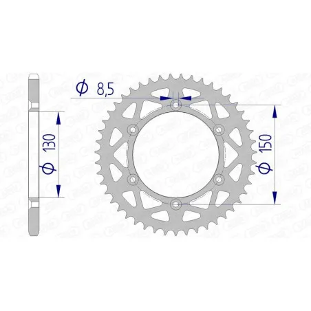 AFAM aluminium rear sprocket 520 pitch for YAMAHA YZ 125, YZ 250, FANTIC XE 125, XEF 250 and RIEJU MARATHON 250 1999-20 - 13323N