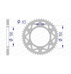 AFAM aluminium rear sprocket 520 pitch for YAMAHA YZ 125, YZ 250, FANTIC XE 125, XEF 250 and RIEJU MARATHON 250 1999-20 - 13323N