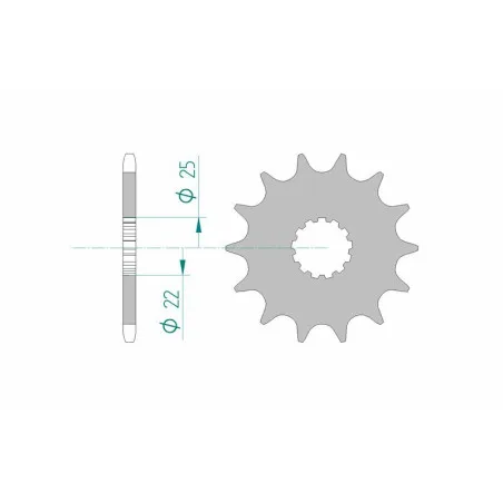 AFAM steel front sprocket 520 pitch for YAMAHA YZ 250, KAWASAKI KX 250, CF MOTO MT 650 and GAS GAS ECF 450 1976-2027