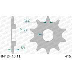 AFAM steel front sprocket 415 pitch for KTM SX 50, SX 50 MINI and HUSQVARNA TC 50, TC 50 MINI 2006-2023