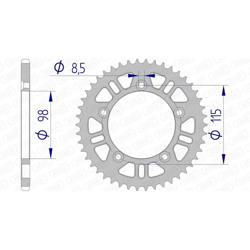 Couronne alu AFAM pas 420 pour KTM SX 60, SX 65, HUSQVARNA CR 65, TC 65 et GAS GAS MC 65 de 1998 - 72101N Couronne alu AFAM pas 420 pour KTM SX 60, SX 65, HUSQVARNA CR 65, TC 65 et GAS GAS MC 65 de 1998 - 72101N