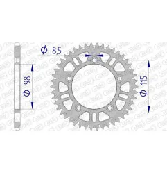 Corona de aluminio AFAM paso 420 para KTM SX 60, SX 65, HUSQVARNA CR 65, TC 65 y GAS GAS MC 65 de 1998 - 72101+