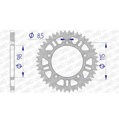 Couronne alu AFAM pas 420 pour KTM SX 60, SX 65, HUSQVARNA CR 65, TC 65 et GAS GAS MC 65 de 1998 - 72101+