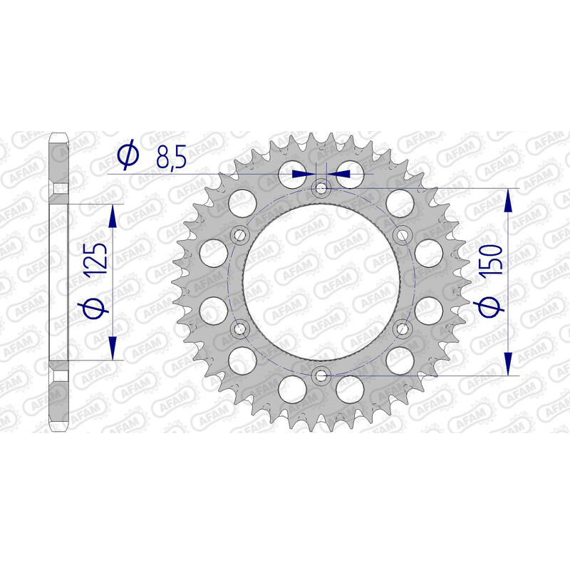 AFAM Kettenrad Alu Teilung 520 für KTM SX 250, HUSQVARNA FC 250, HUSABERG FE 501 und GAS GAS EC 250 1990-2026 - 72304+