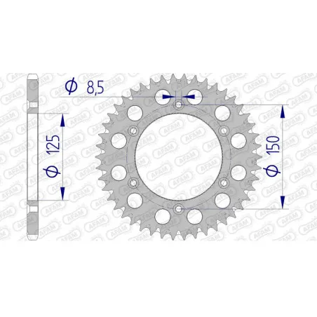 AFAM aluminium rear sprocket 520 pitch for KTM SX 250, HUSQVARNA FC 250, HUSABERG FE 501 and GAS GAS EC 250 1990-2026 - 72304+