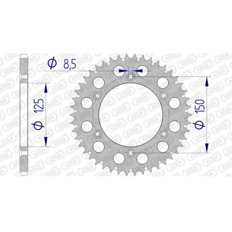 AFAM Kettenrad Alu Teilung 520 für KTM SX 250, HUSQVARNA FC 250, HUSABERG FE 501 und GAS GAS EC 250 1990-2026 - 72304+