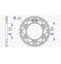 Couronne alu AFAM pas 520 pour KTM SX 125, SX 250, HUSQVARNA FC 250, FC 350, HUSABERG FE 400, FE 501 et GAS GAS EC 250 - 72304+