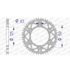 AFAM aluminium rear sprocket 520 pitch for KTM SX 250, HUSQVARNA FC 250, HUSABERG FE 501 and GAS GAS EC 250 1990-2026 - 72304+