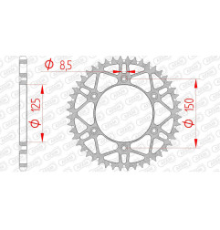Corona de acero AFAM paso 520 para KTM SX 250, HUSQVARNA FC 250, GAS GAS EC 250 y HUSABERG FE 501 de 1993 a 2026