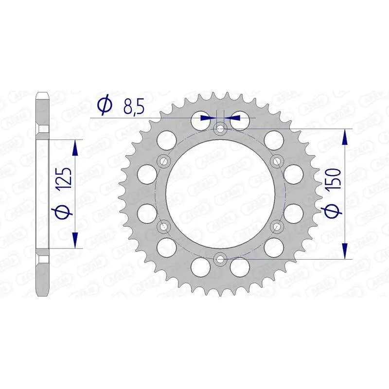 AFAM aluminium rear sprocket 520 pitch for KTM SX 250, HUSQVARNA FC 250, HUSABERG FE 501 and GAS GAS EC 250 1988-2026 - 72304N