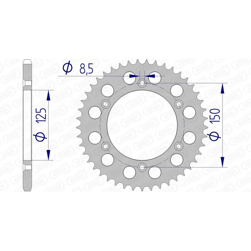 Couronne alu AFAM pas 520 pour KTM SX 125, SX 250, HUSQVARNA FC 250, FC 350, HUSABERG FE 400, FE 501 et GAS GAS EC 250 - 72304N