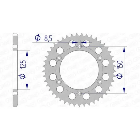 AFAM aluminium rear sprocket 520 pitch for KTM SX 250, HUSQVARNA FC 250, HUSABERG FE 501 and GAS GAS EC 250 1988-2026 - 72304N