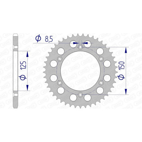 Couronne alu AFAM pas 520 pour KTM SX 125, SX 250, HUSQVARNA FC 250, FC 350, HUSABERG FE 400, FE 501 et GAS GAS EC 250 - 72304N