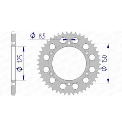 AFAM aluminium rear sprocket 520 pitch for KTM SX 250, HUSQVARNA FC 250, HUSABERG FE 501 and GAS GAS EC 250 1988-2026 - 72304N