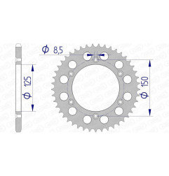 Corona de aluminio AFAM paso 520 para KTM SX 250, HUSQVARNA FC 250, HUSABERG FE 501 y GAS GAS EC 250 de 1988 - 72304N