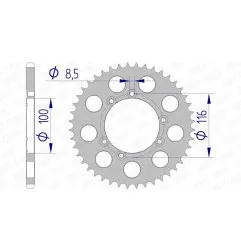 Corona de aluminio AFAM paso 520 para GAS GAS CONTACT TXT 250, PAMPERA 125, PAMPERA 250, TXT 280, TXT 321 y SHERCO ST 125