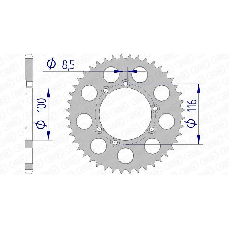 Corona de aluminio AFAM paso 520 para GAS GAS CONTACT TXT 250, PAMPERA 125, PAMPERA 250, TXT 280, TXT 321 y SHERCO ST 125