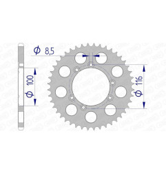 Corona de aluminio AFAM paso 520 para GAS GAS CONTACT TXT 250, PAMPERA 125, PAMPERA 250, TXT 280, TXT 321 y SHERCO ST 125