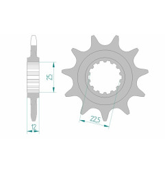 Pignon acier AFAM pas 520 pour GAS GAS TXT 125, TXT 250, TXT 250 GP, TXT 280, TXT 300 de 2002 à 2022